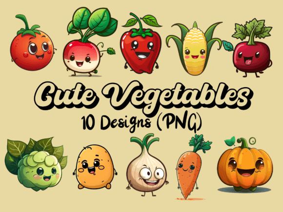 Sweet Faces: Cute Vegetables Graphics Graphic Illustrations By QM_ART