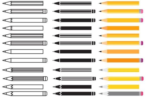 Pencil Collection Set Gráfico Elementos Web Por manolache44