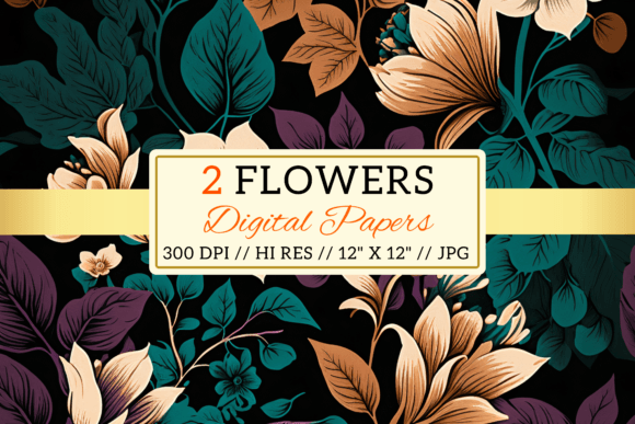 Pattern with Flowers, Floral Grafica Motivi di Carta Di Florid Printables