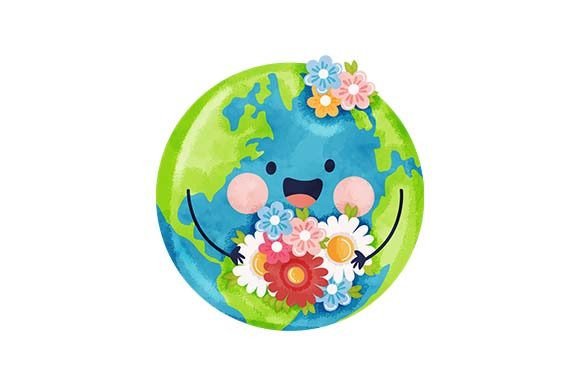 Cute Planet Earth Holding Flowers - Watercolor Awareness Craft Cut File By Creative Fabrica Crafts