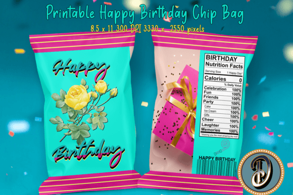 Happy Birthday Pink Printable Chip Bag Gráfico Manualidades Por Dezinesbyem