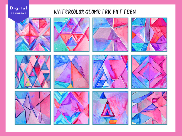 Watercolor Geometric Pink Pattern 26 Graphic Backgrounds By Jackie Schwabe