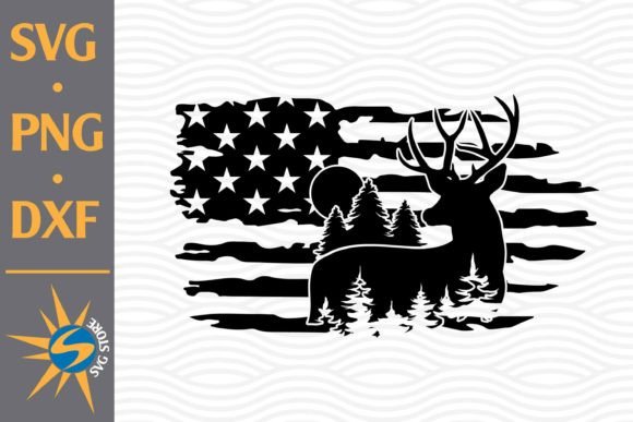 Deer Hunting US Flag Grafik Plotterdateien Von SVGStoreShop