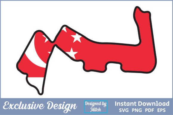 Marina Bay Singapore Race Track and Flag Graphic Crafts By Designed By Mitch
