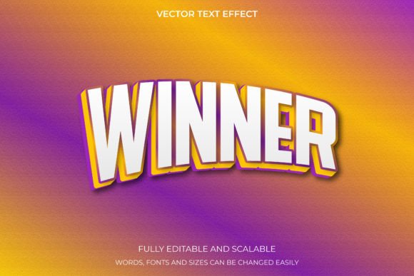 Text Effect in 3d Winner Word Font Style Grafik Layer-Stile Von pixellardesign