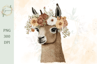 Watercolor Llama with Flower Crown Graphic AI Graphics By Pamilah 4