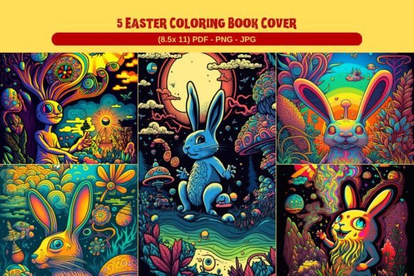 Easter Coloring Book Cover for KDP Afbeelding AI Illustraties Door Hue Hub