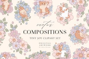 Flowers Animals Compositions Tiny Joy Graphic Illustrations By Julia Dreams 1