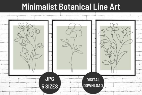 Minimalist Botanical Line Art , Wall Art Graphic Illustrations By Tota Designs