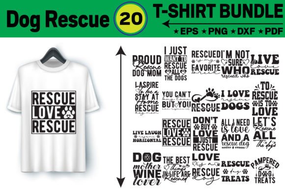 Dog Rescue T-shirt Design Bundle Gráfico Diseños de Camisetas Por SgTee