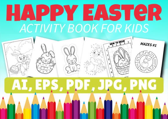 Easy Easter Activity Book for Kids Graphic Coloring Pages & Books Kids By E A G L E