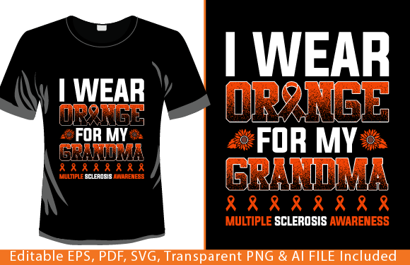 I Wear Orange for My Grandma MS Graphic T-shirt Designs By tarekarts99