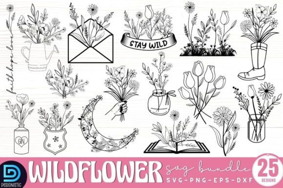Wildflower SVG Bundle Graphic Crafts By Design's Dark