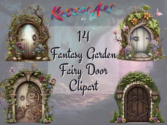 14 Fantasy Garden Fairy Door Clipart Graphic Illustrations By Clipart Bundles