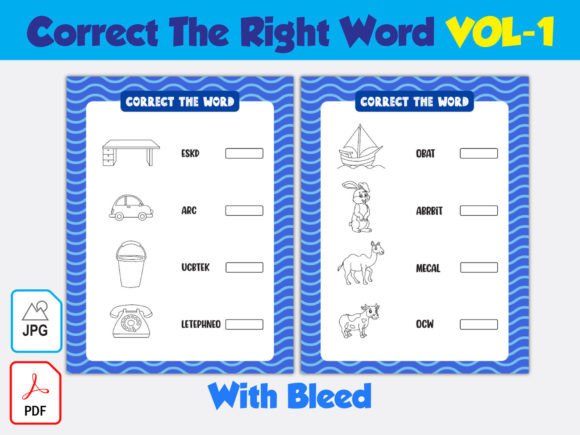 Correct the Right Word Vol-1 Grafika Arkusze ćwiczeń i Materiały Dydaktyczne Przez GraphicTech360