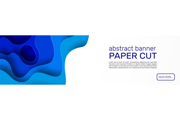 Paper Cut Banner. Blue Abstract Paper Sh Graphic Illustrations By yummybuum