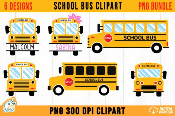 School Bus Monogram PNG Sublimation Graphic Illustrations By VeczSvgHouse