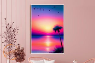 Tropical Beach Sunset, Summer Background Graphic Illustrations By Summer Digital Design 3