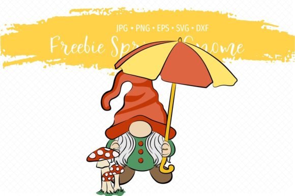 Free Female Spring Gnome with Mushroom Graphic Illustrations By Scimmia Clipart