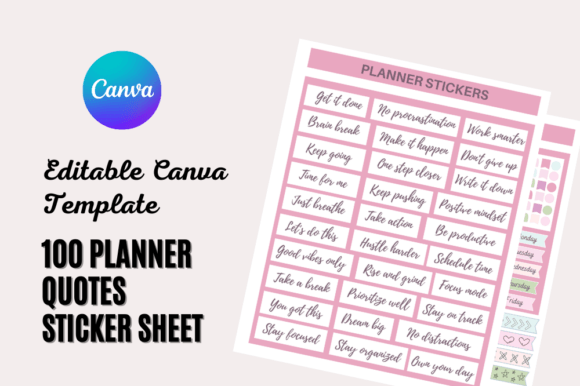 PLANNER QUOTES STICKER SHEET PRINTABLE Graphic Print Templates By Dreamwings Creations