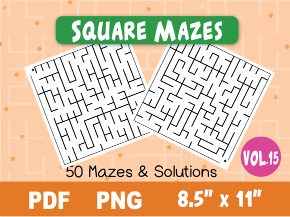 Fun Square Mazes for Kids #15 Graphic KDP Interiors By Happy Bamboo