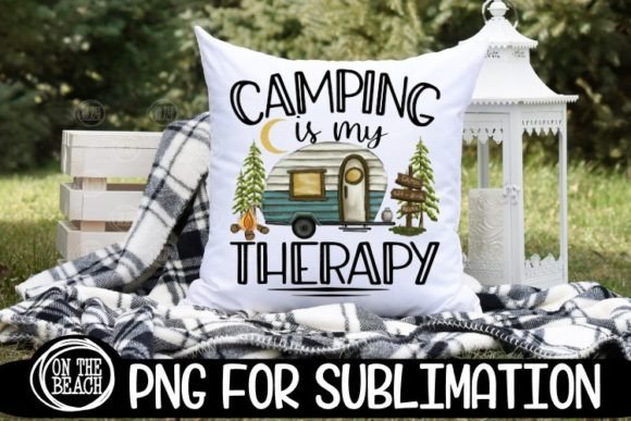 Camping is My Therapy PNG Vintage Camper Graphic Crafts By On The Beach Boutique