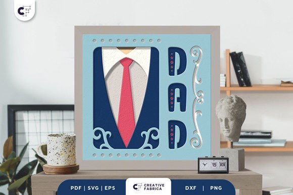 Dad with Suit and Tie 3D Shadow Box SVG Father's Day 3D SVG Craft By Creative Fabrica Crafts