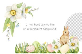 Happy Easter. Watercolor Cliparts Graphic Illustrations By Elena Medvedeva 2