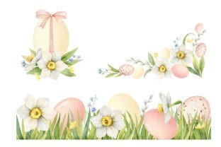 Happy Easter. Watercolor Cliparts Graphic Illustrations By Elena Medvedeva 3