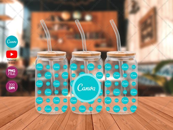 16 Oz Libbey Glass Can Mockup for Canva Graphic Illustrations By sublimation.designs.tr
