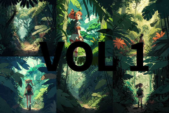 Anime Tropical Jungle Vol 1 Illustration Fonds d'Écran Par A Crafty Dad