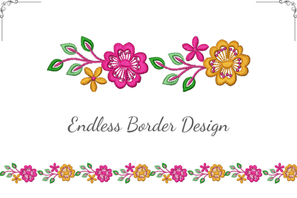 Vintage Floral Border Borders Embroidery Design By Sangitha GT