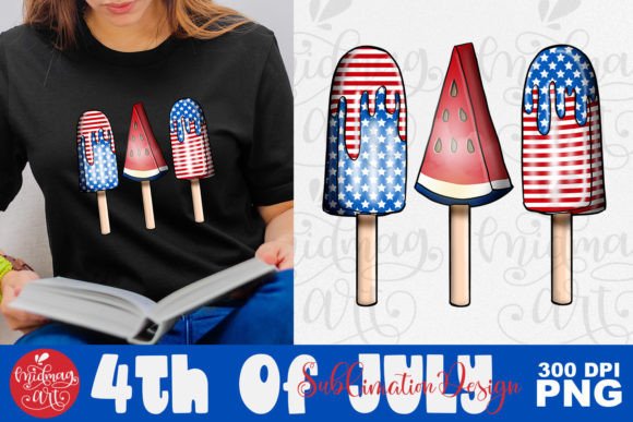 American Popsicle Png, 4th of July Png Gráfico Objetos Gráficos de Alta Qualidade Por MidmagArt