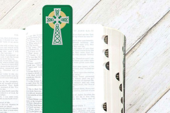 Celtic Cross Bookmark ITH Applique Religião e Fé Design de Bordado Por RisaRocksIt