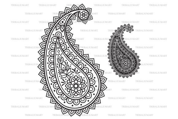Indian Paisley Graphic Illustrations By TribaliumArt