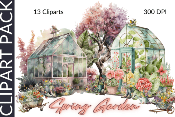 Spring Garden Watercolor Clipart Bundle Graphic Illustrations By Esch Creative