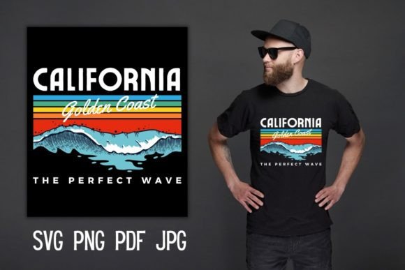 California Vintage Retro Sunset SVG Illustration Designs de T-shirts Par Tota Designs