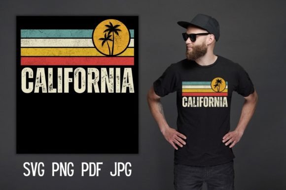 California Vintage Retro Sunset SVG Graphic T-shirt Designs By Tota Designs