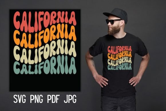 California Wavey Retro Sunset SVG Gráfico Designs de Camisetas Por Tota Designs