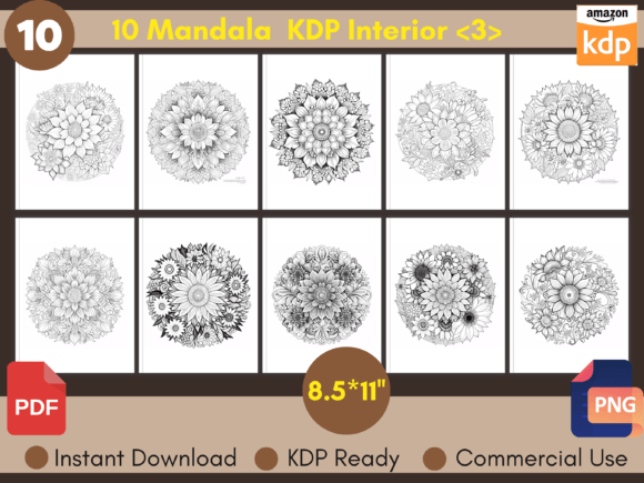 Floral Mandala Coloring Book for KDP Graphic Graphic Templates By Laxuri Art