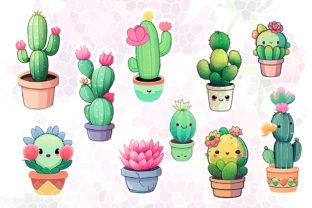 Kawaii Cute Cactus Stickers Graphic Illustrations By Aspect_Studio 2