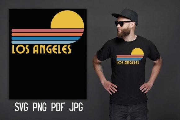 Los Angeles Vintage Retro Sunset SVG Illustration Designs de T-shirts Par Tota Designs