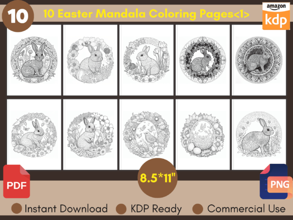 Easter Mandala Coloring Pages for KDP Graphic Graphic Templates By Laxuri Art