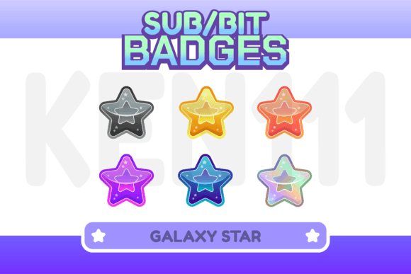 Galaxy Star Twitch Badge Graphic Icons By KEN111