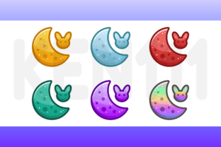 Moon and Bunny Twitch Badge Illustration Icônes Par KEN111 2