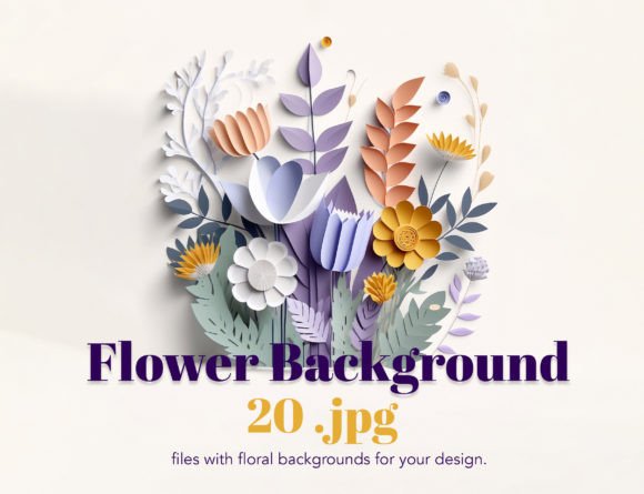 Paper Flowers Background. Graphic Backgrounds By Irina Matiash