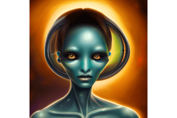 Blue Alien Female Graphic AI Generated By L. M. Dunn