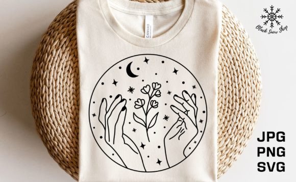 Boho Witch Magic Hand Flower Moon Svg Graphic T-shirt Designs By BlackSnowShopTH
