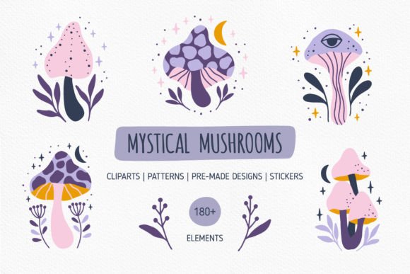 Mystical Mushrooms Graphic Illustrations By alenakoval_art