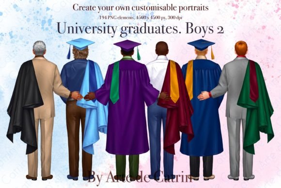 University Graduates Boys 2 Clipart Grafik Druckbare Illustrationen Von Arte de Catrin